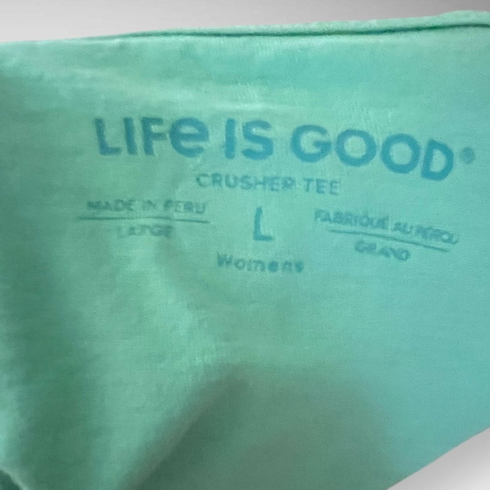 Life Is Good Aqua Tee with Peace Love Dogs Graphic - Picture 6 of 6